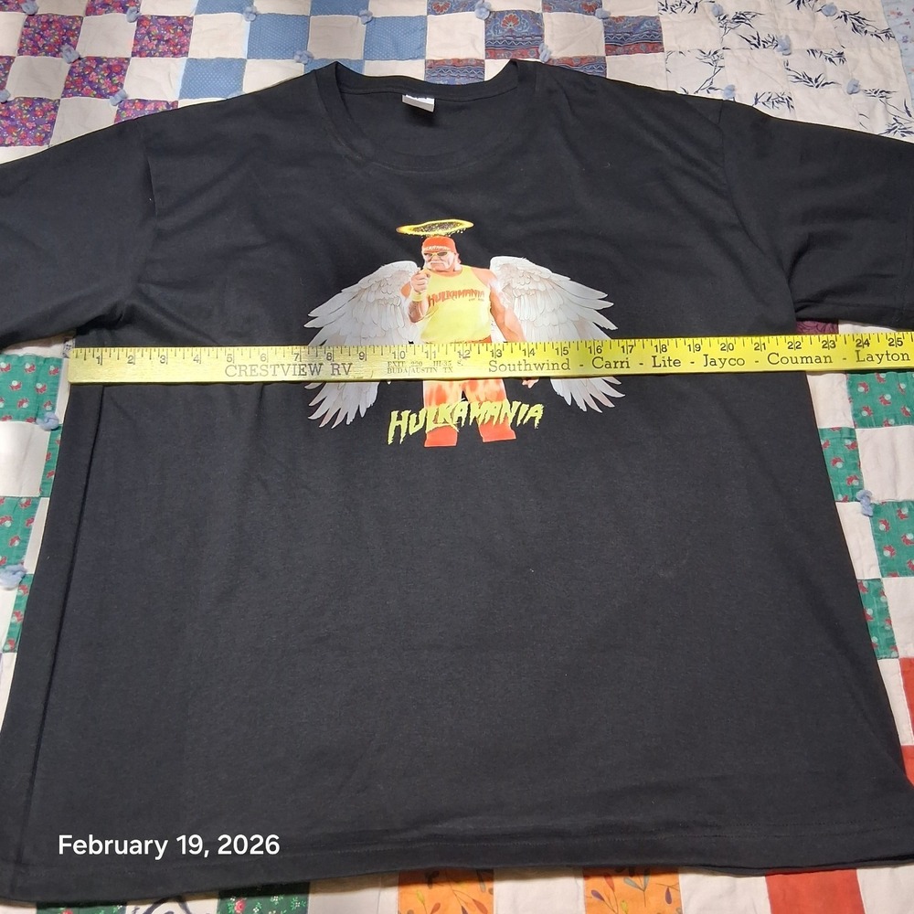 Hulk Hogan Hulkamania Homage Angel Wing RIP T Shirt Size Large‎ Black - Picture 5 of 7